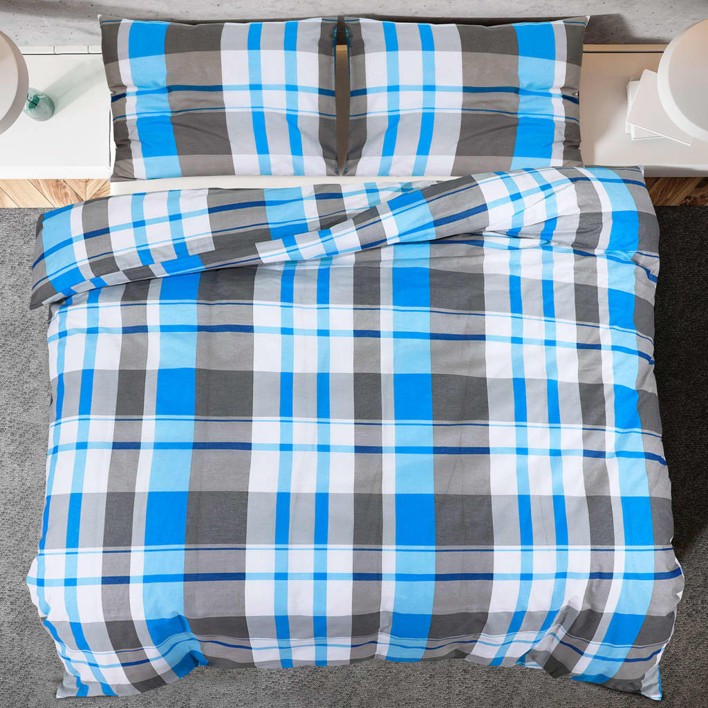 Bedding set blue and grey 200x200 cm cotton