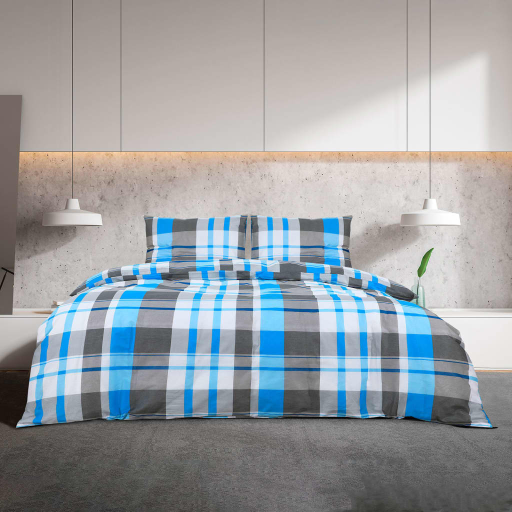 Bedding set blue and grey 200x200 cm cotton