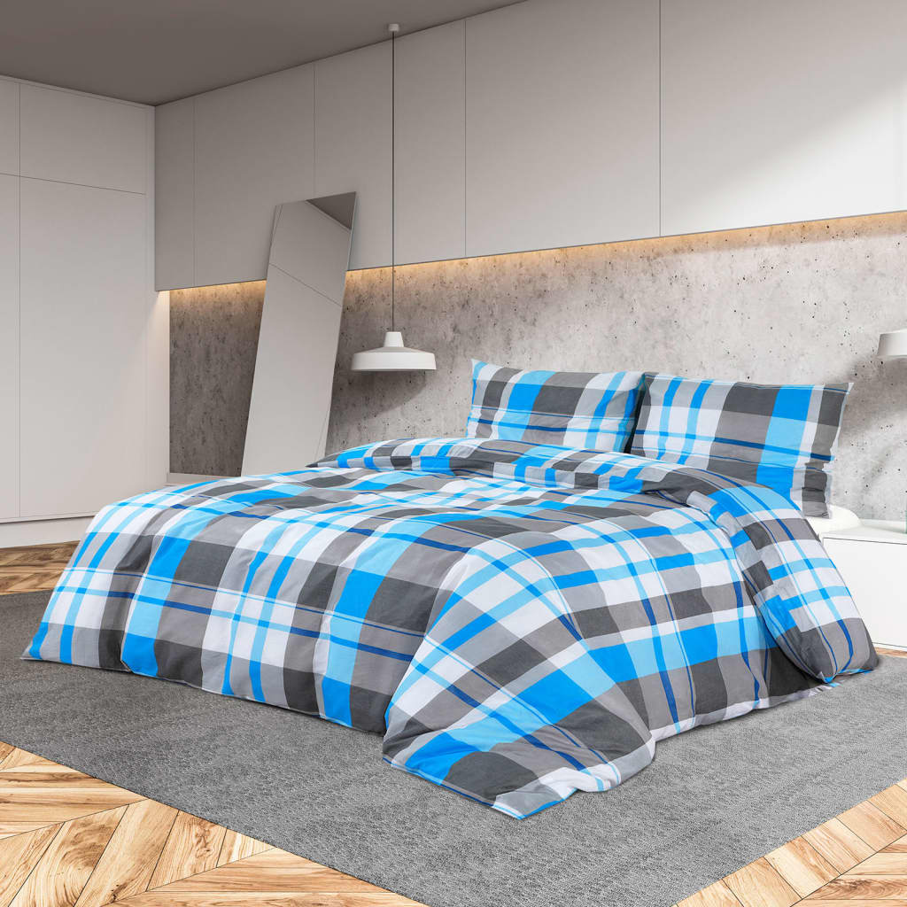 Bedding set blue and grey 200x200 cm cotton