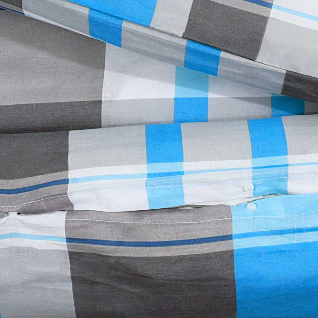 Bettwäsche-Set Blau und Grau 155x220 cm Baumwolle