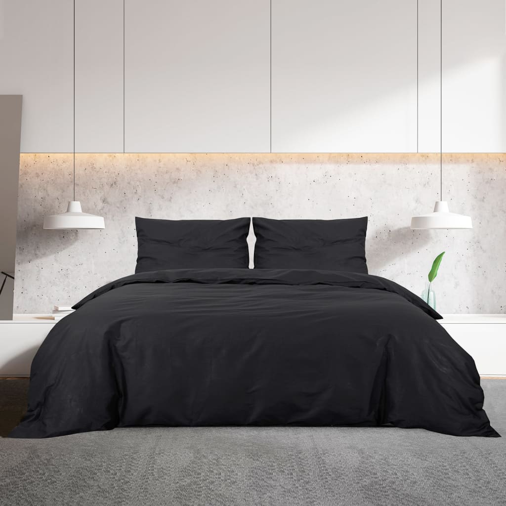 Parure de lit noire 240x220 cm coton