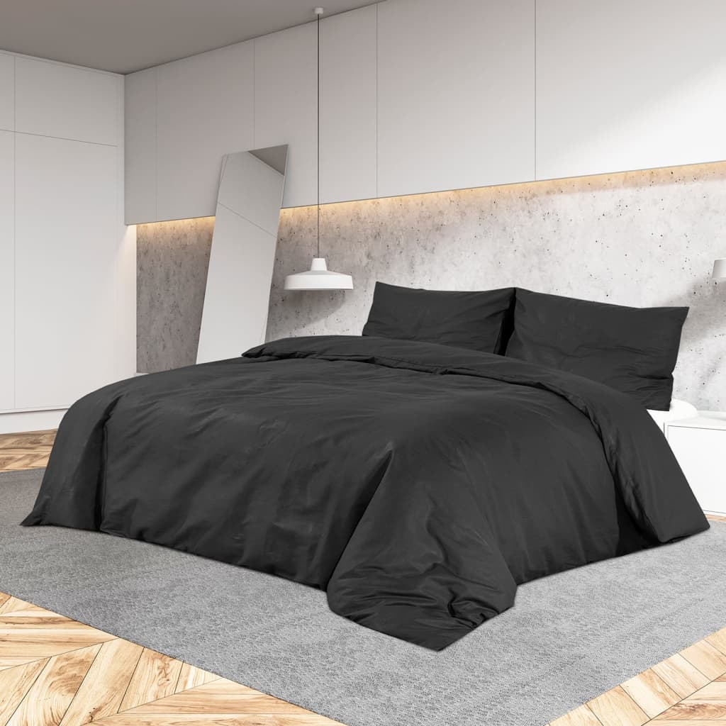 Parure de lit noire 240x220 cm coton