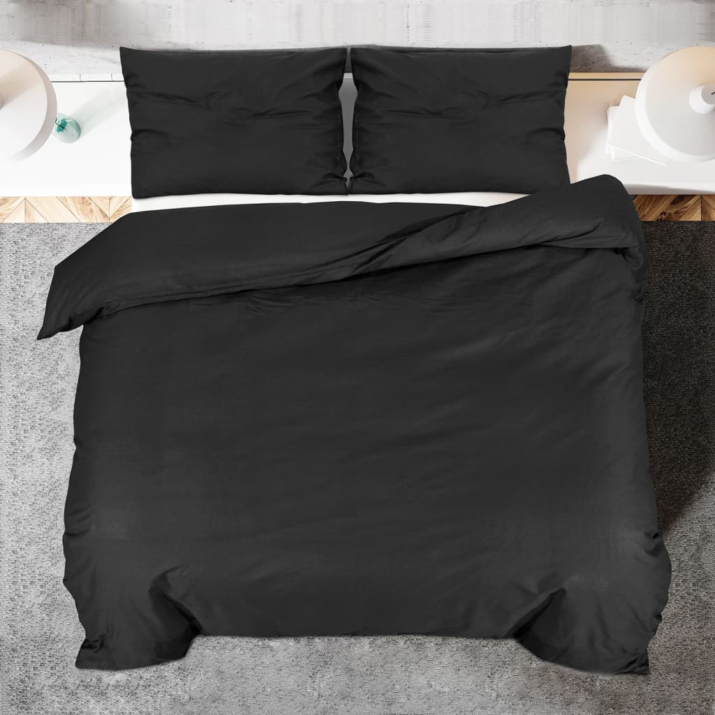 Parure de lit noire 220x240 cm coton