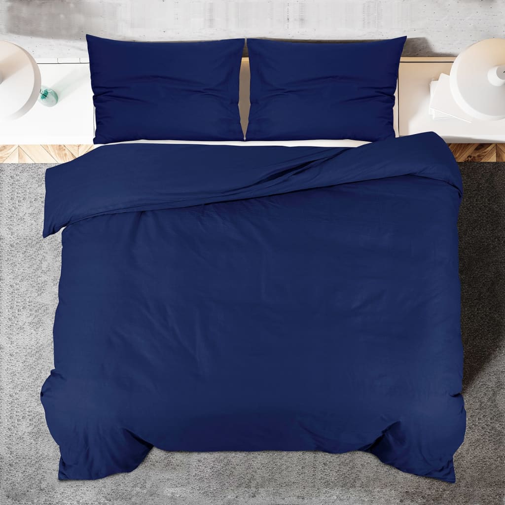 Navy blue bed linen set 135x200 cm cotton