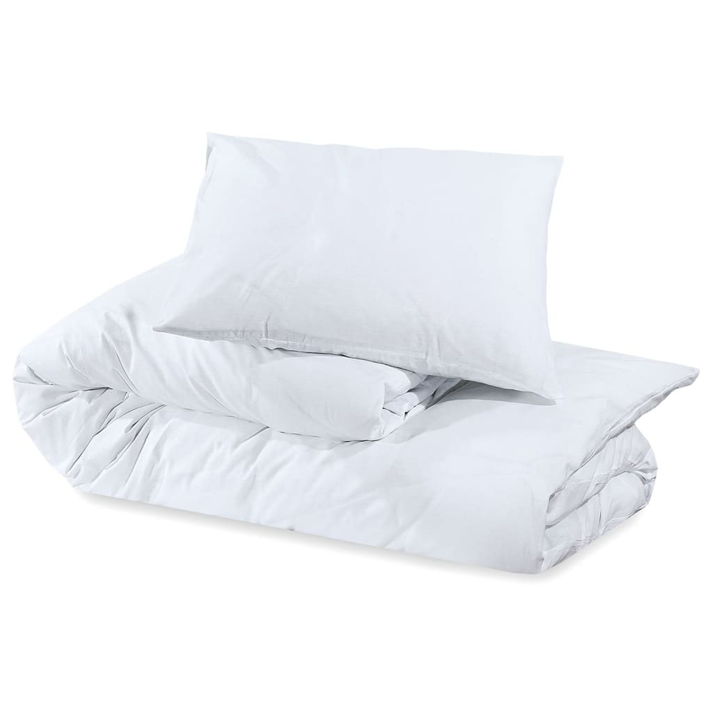 Bettwäsche-Set Weiß 155x220 cm Baumwolle