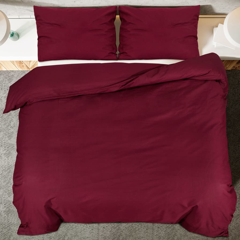Bordeaux red bed linen set 220x240 cm cotton