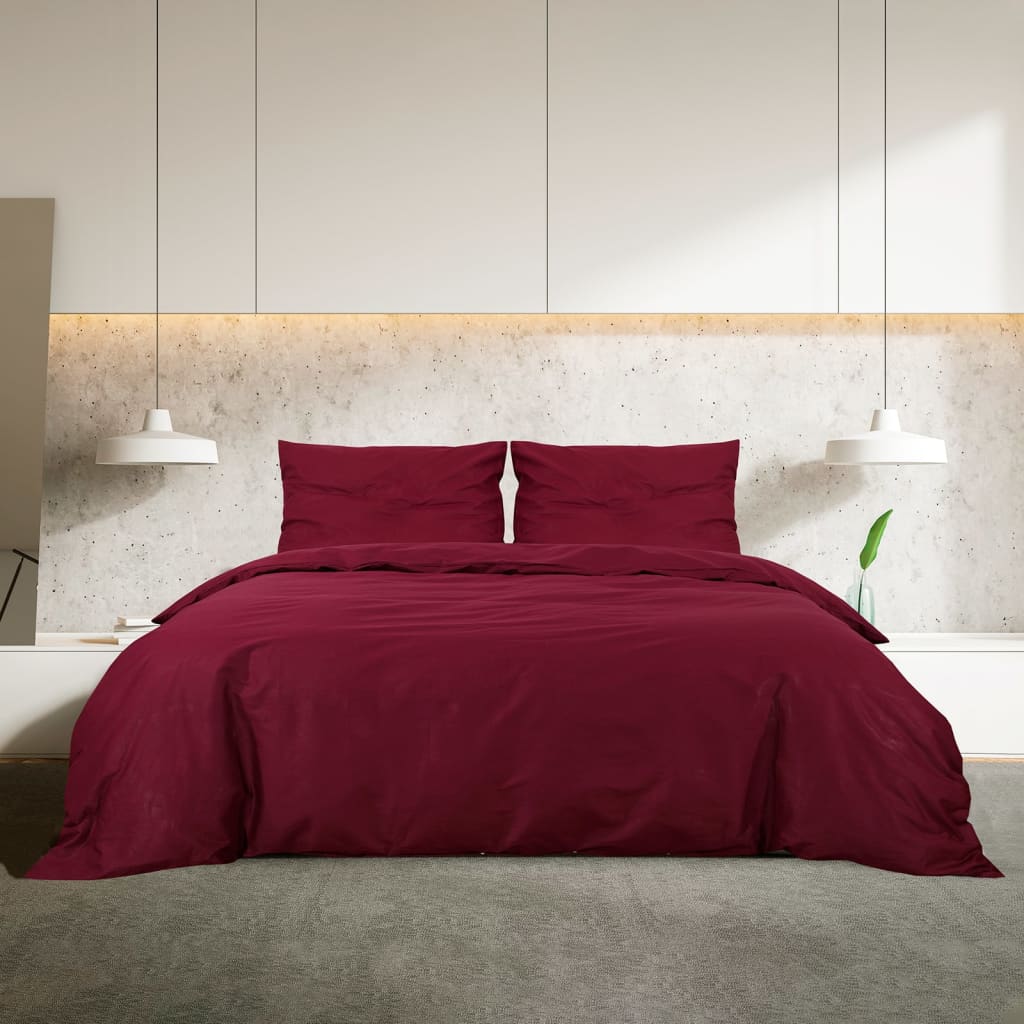 Bordeaux red bed linen set 200x200 cm cotton