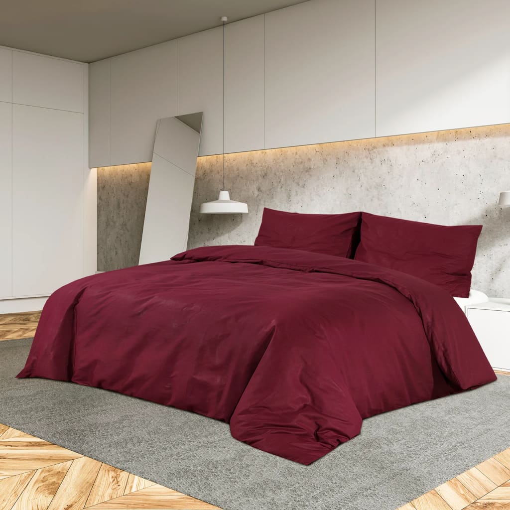 Bordeaux red bed linen set 200x200 cm cotton