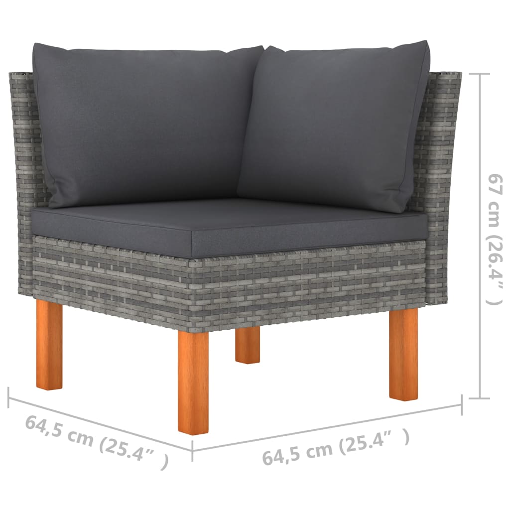 10-piece garden lounge set made of poly rattan and eucalyptus wood, grey
