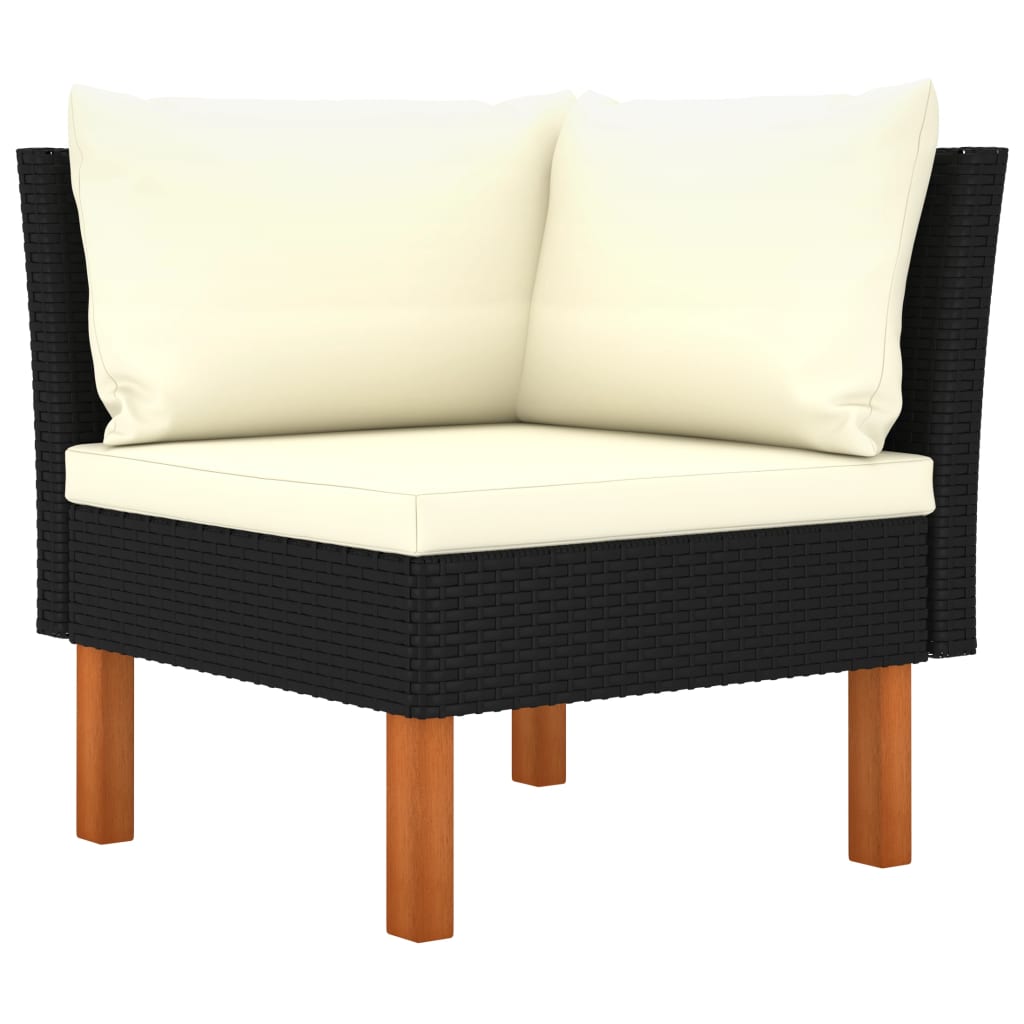 10-piece garden lounge set poly rattan eucalyptus wood black