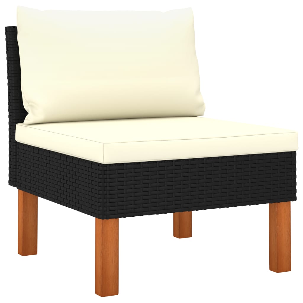10-piece garden lounge set poly rattan eucalyptus wood black