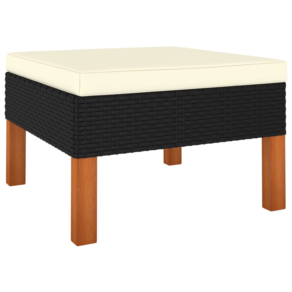 10-piece garden lounge set poly rattan eucalyptus wood black