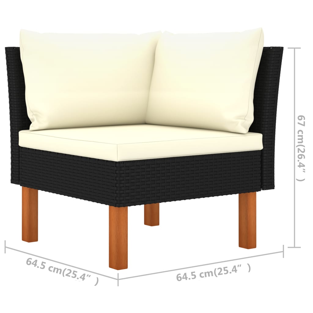 10-piece garden lounge set poly rattan eucalyptus wood black
