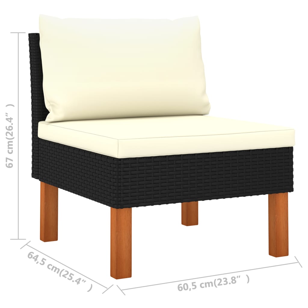 10-piece garden lounge set poly rattan eucalyptus wood black