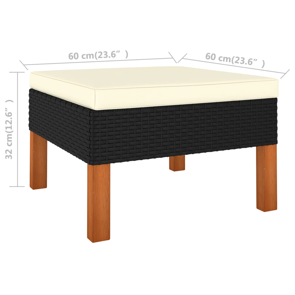 10-piece garden lounge set poly rattan eucalyptus wood black