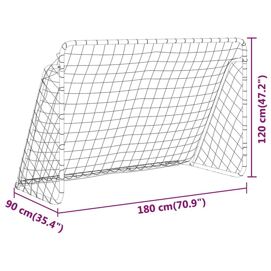 Fußballtor mit Netz Weiß 180x90x120 cm Stahl