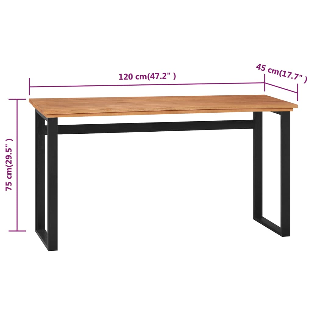 Schreibtisch 120x45x75 cm Massivholz Teak