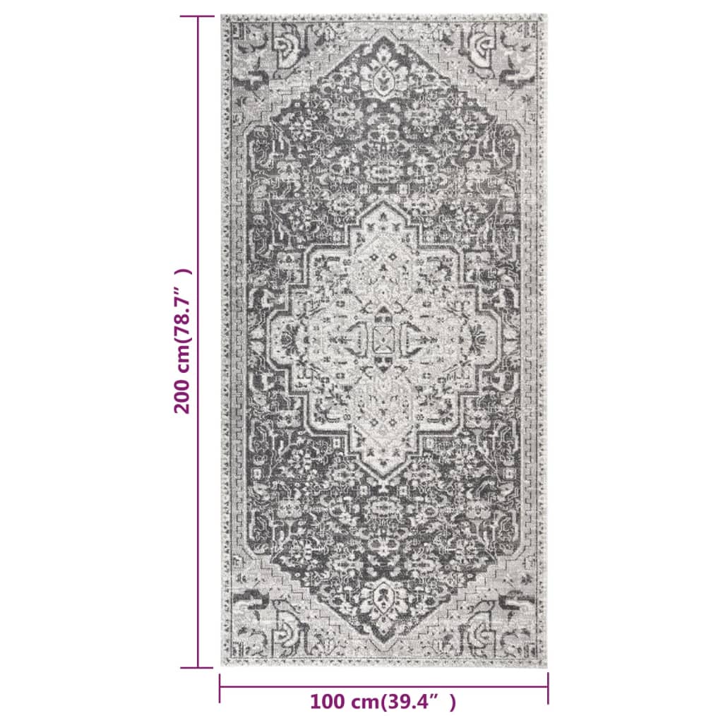 Outdoor-Teppich Flachgewebe 100x200 cm Hellgrau