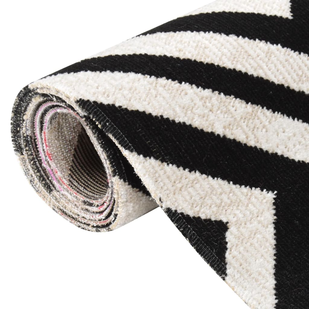 Outdoor-Teppich Flachgewebe 80x250 cm Schwarz und Beige