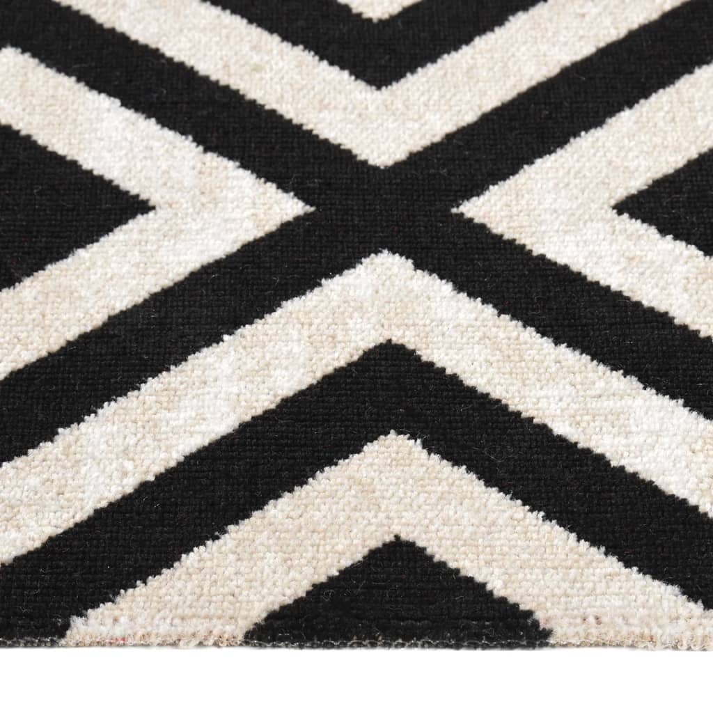 Outdoor-Teppich Flachgewebe 80x250 cm Schwarz und Beige