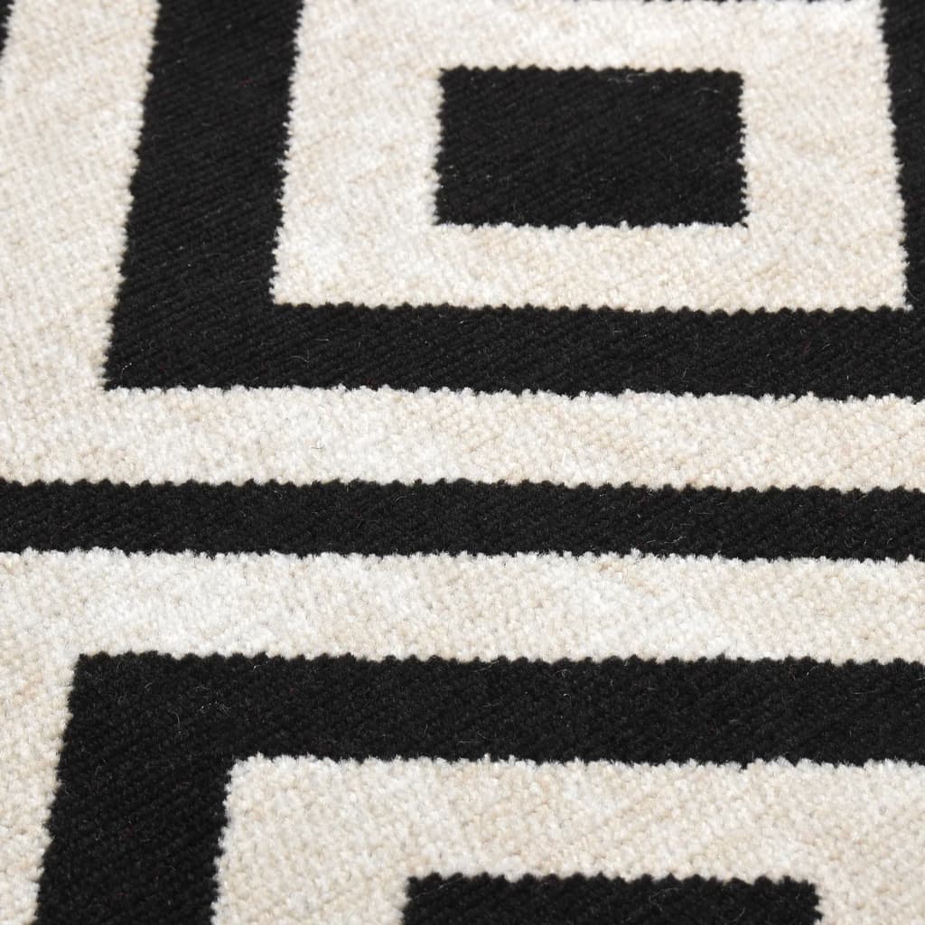 Outdoor-Teppich Flachgewebe 80x250 cm Schwarz und Beige