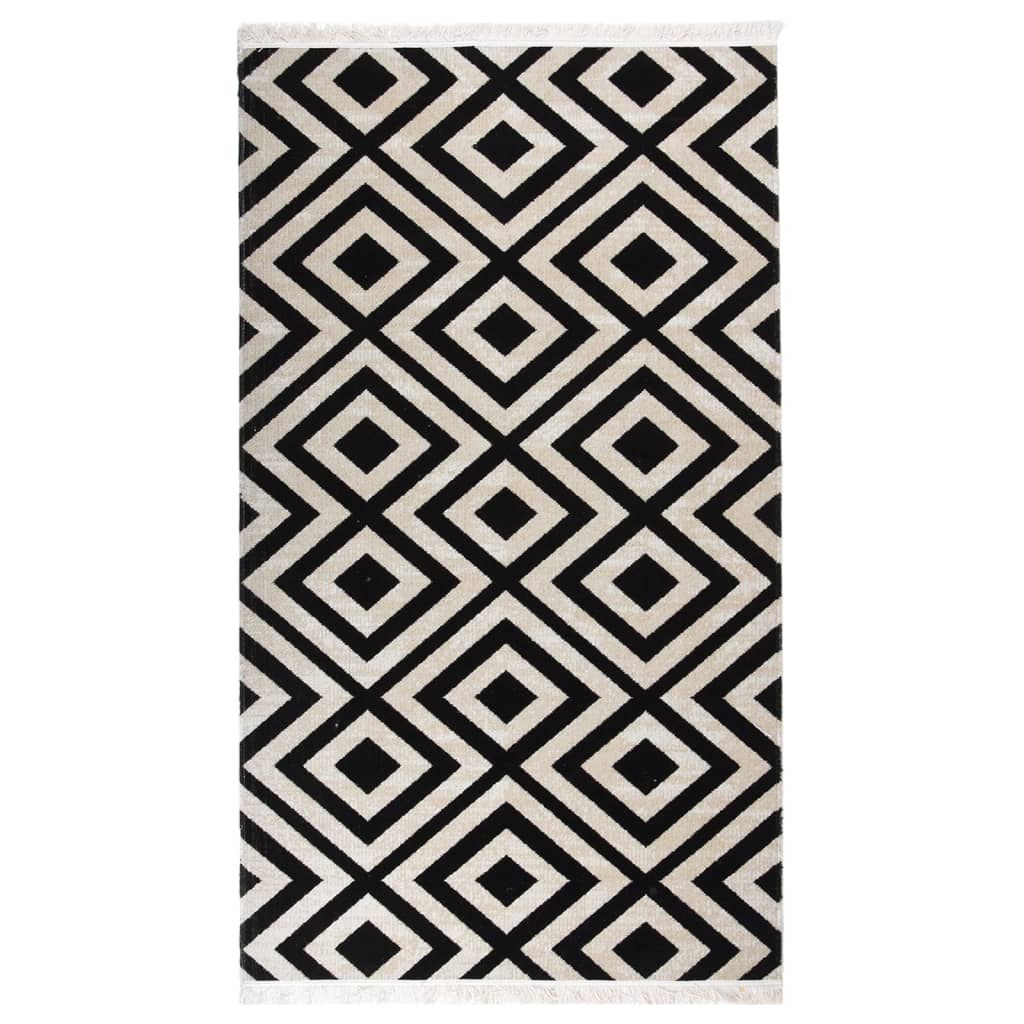 Outdoor-Teppich Flachgewebe 115x170 cm Schwarz und Beige