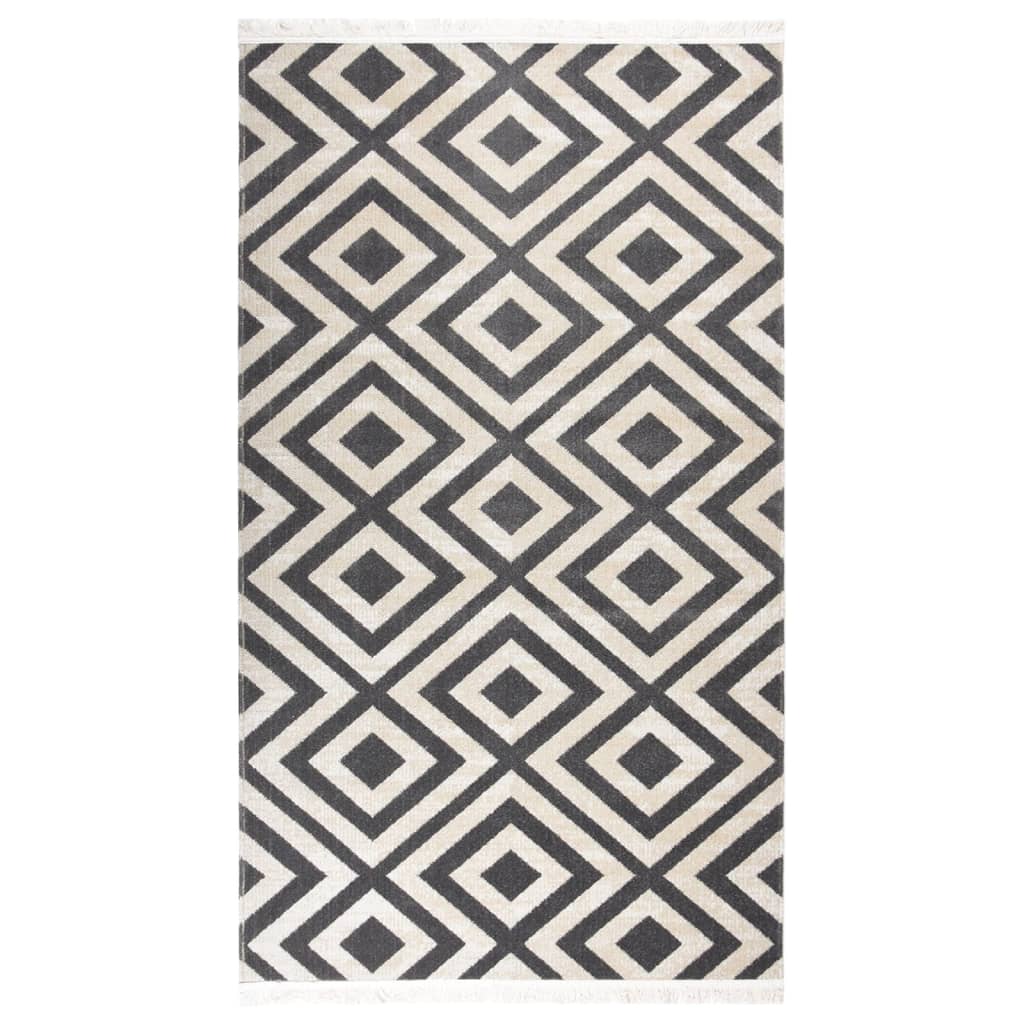 Outdoor-Teppich Flachgewebe 115x170cm Hellschwarz und Hellbeige