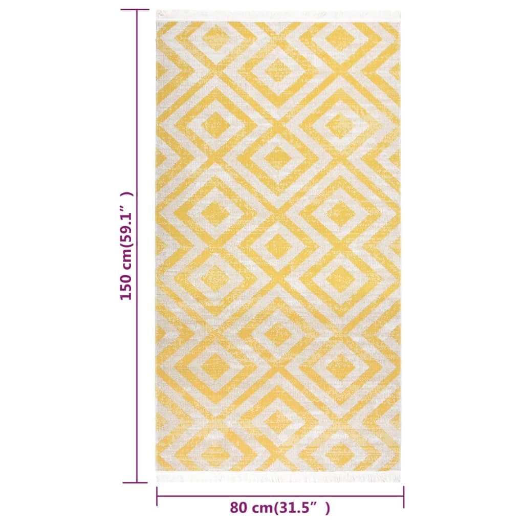 Outdoor-Teppich Flachgewebe 80x150 cm Gelb und Beige