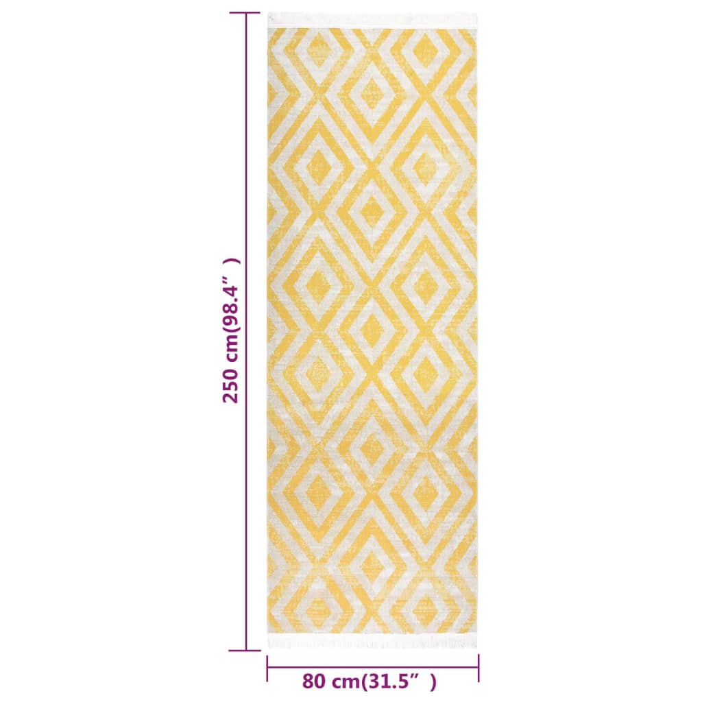 Outdoor-Teppich Flachgewebe 80x250 cm Gelb und Beige