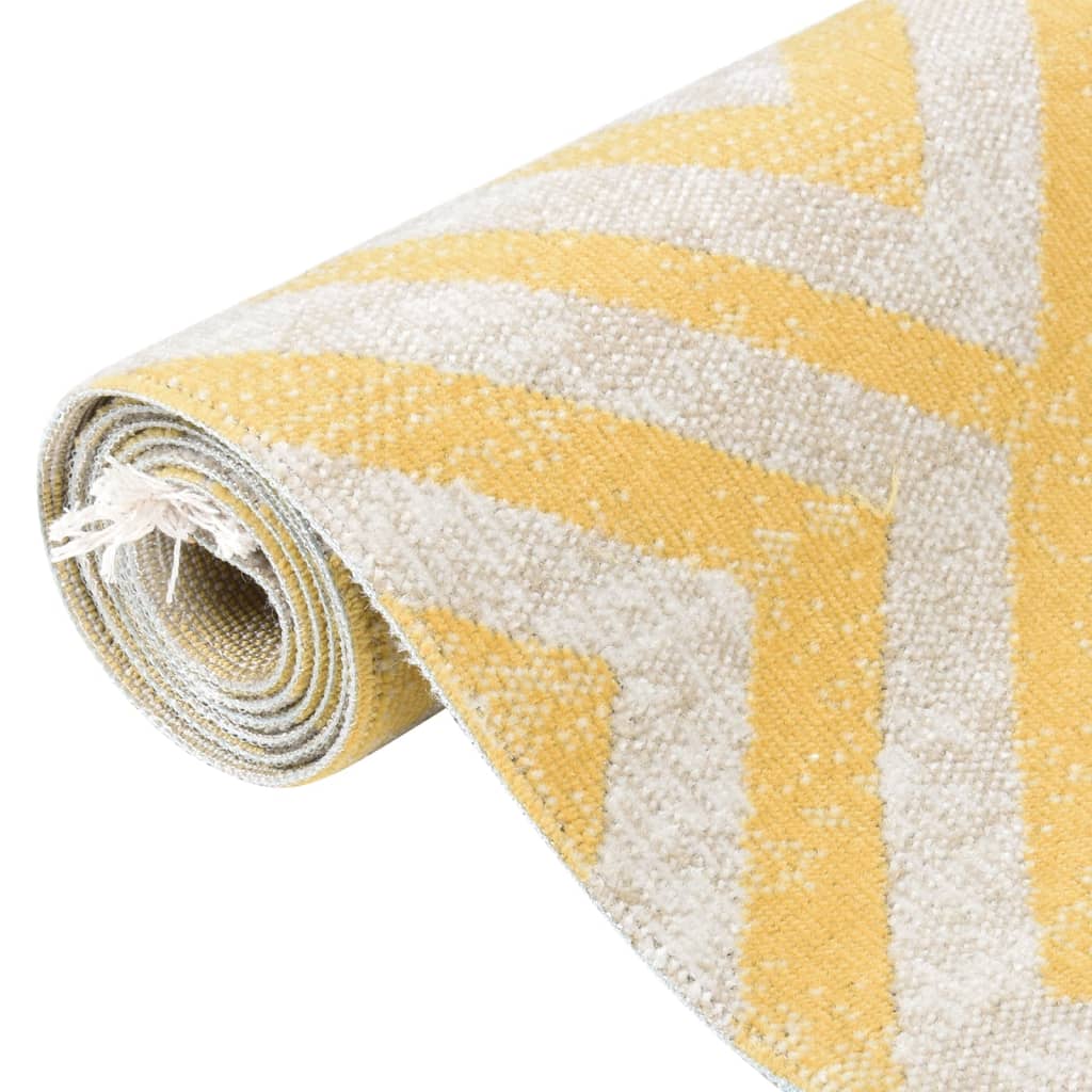 Outdoor-Teppich Flachgewebe 100x200 cm Gelb und Beige