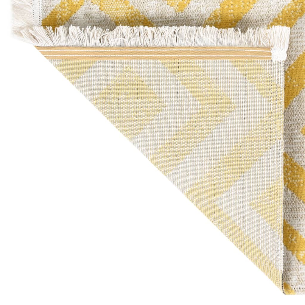 Outdoor-Teppich Flachgewebe 100x200 cm Gelb und Beige