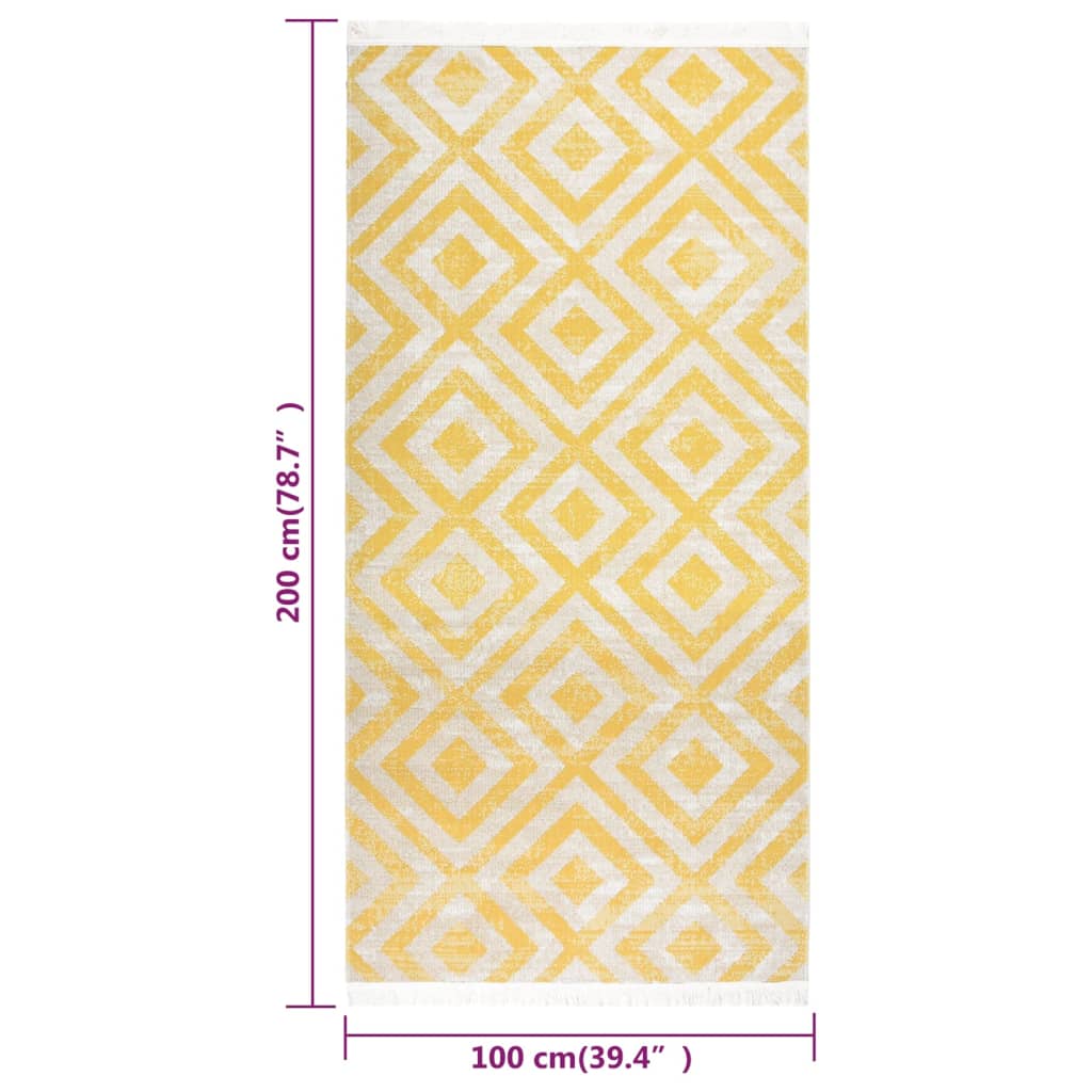Outdoor-Teppich Flachgewebe 100x200 cm Gelb und Beige