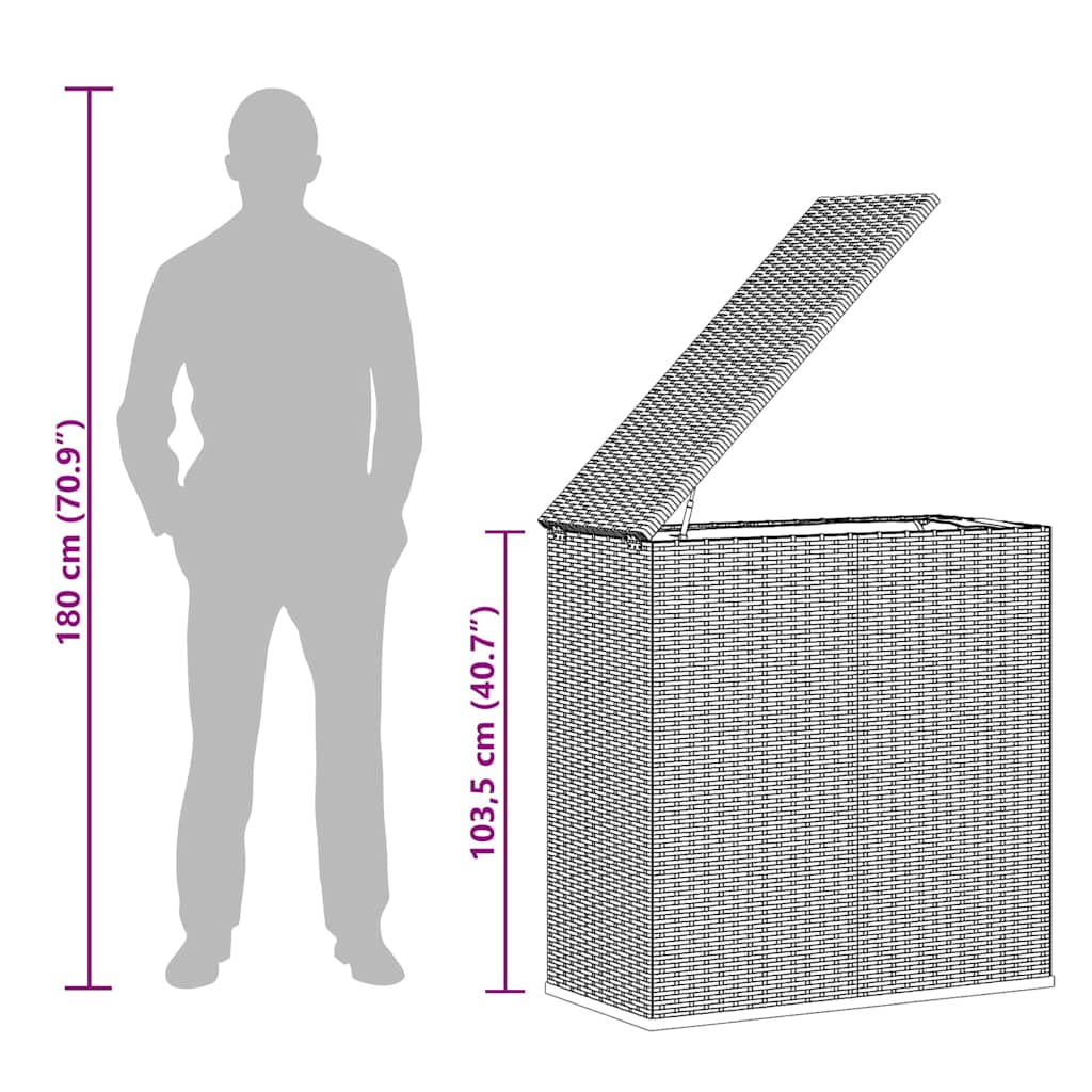 Garten-Kissenbox PE Rattan 100x49x103,5 cm Braun