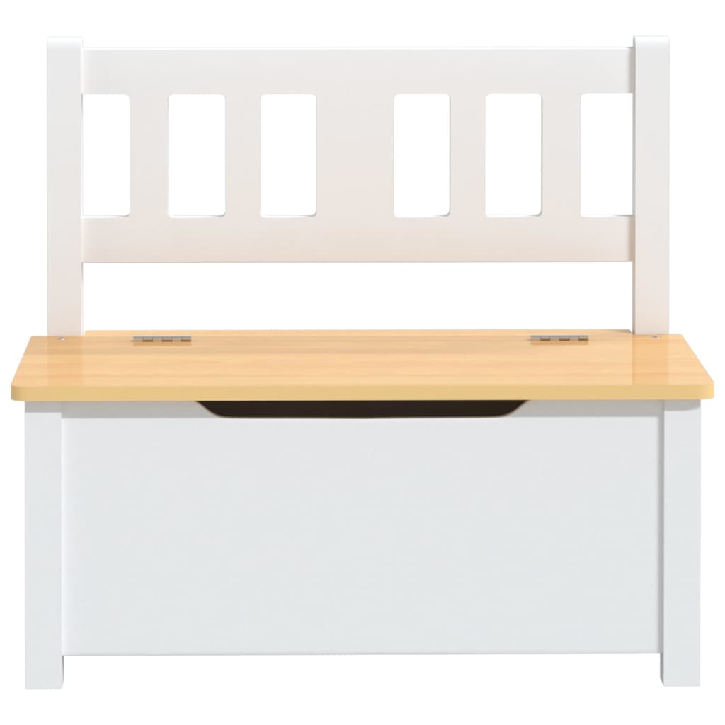 Banc enfant avec rangement blanc et beige 60x30x55 cm MDF