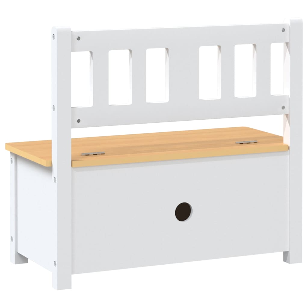 Banc enfant avec rangement blanc et beige 60x30x55 cm MDF