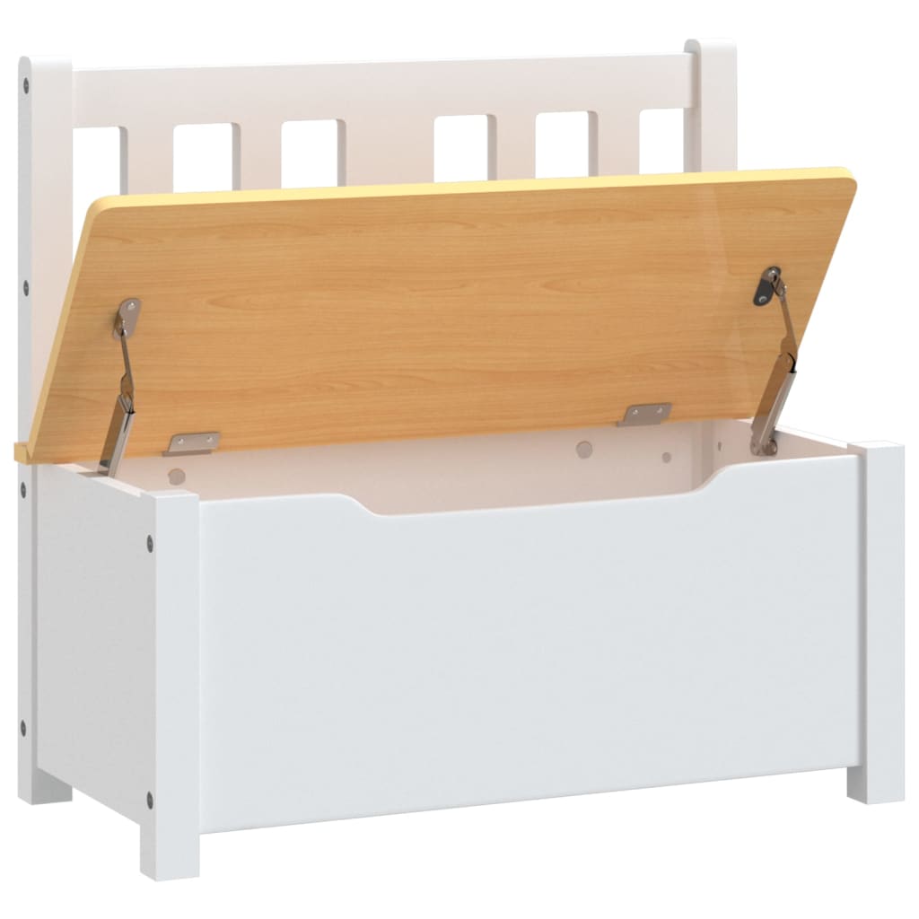 Banc enfant avec rangement blanc et beige 60x30x55 cm MDF