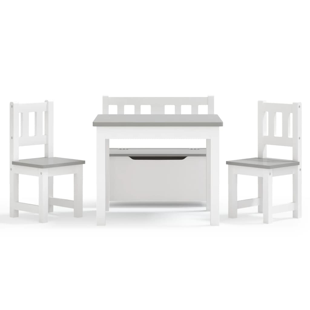 Ensemble de sièges pour enfants 4 pièces en MDF blanc et gris