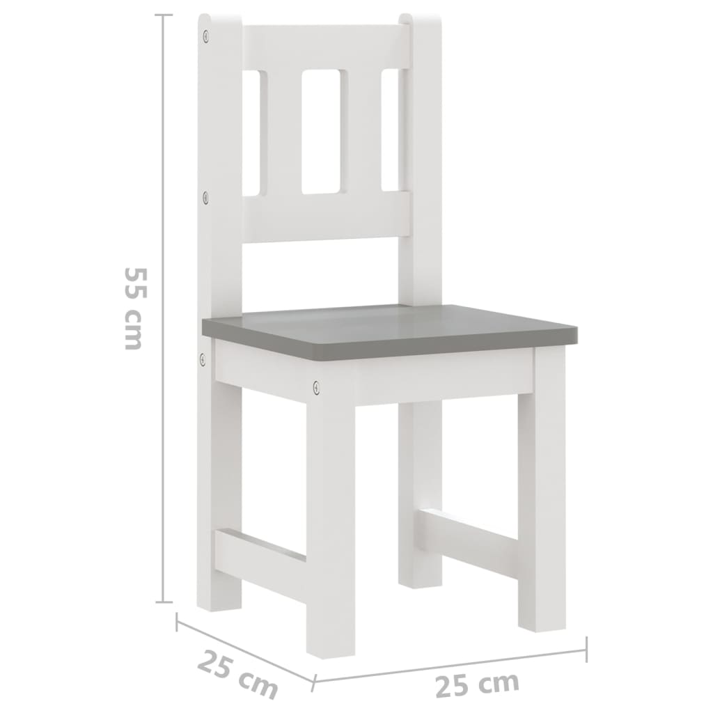 Ensemble de sièges pour enfants 4 pièces en MDF blanc et gris