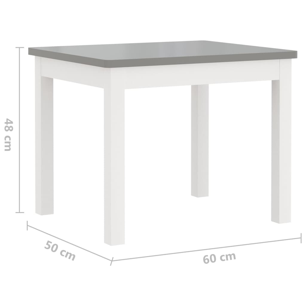 Ensemble de sièges pour enfants 4 pièces en MDF blanc et gris