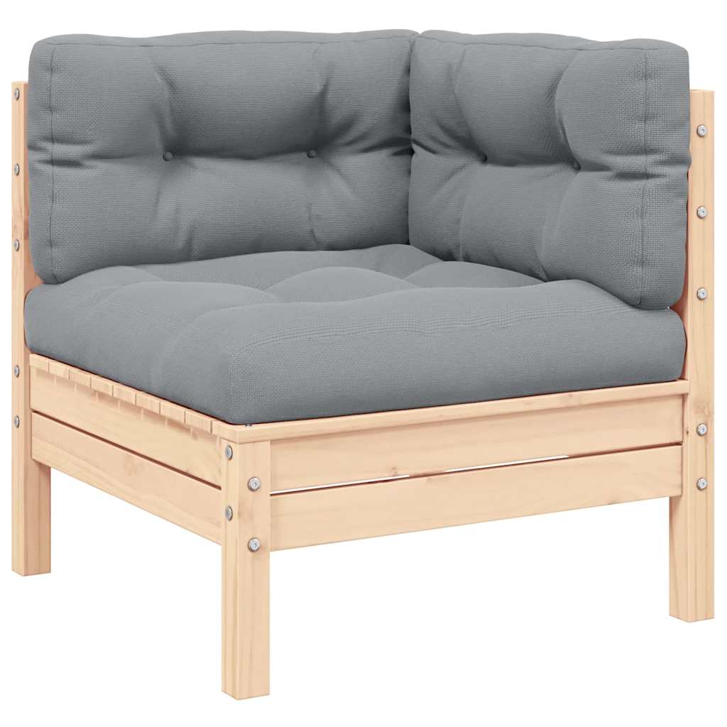2-Sitzer-Gartensofa mit Grauen Kissen Massivholz Kiefer