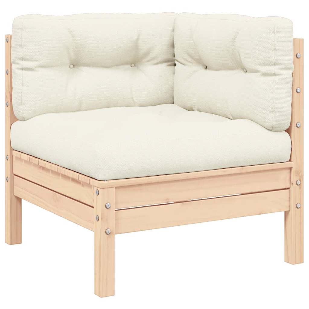 Gartensofa 2-Sitzer mit Kissen in Creme Massivholz Kiefer