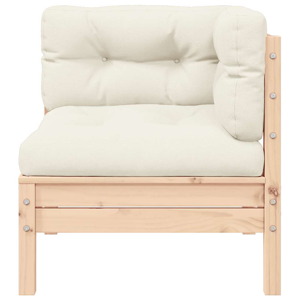 Gartensofa 2-Sitzer mit Kissen in Creme Massivholz Kiefer