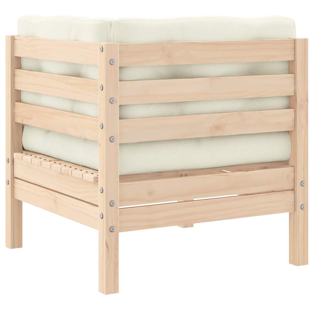 Gartensofa 2-Sitzer mit Kissen in Creme Massivholz Kiefer