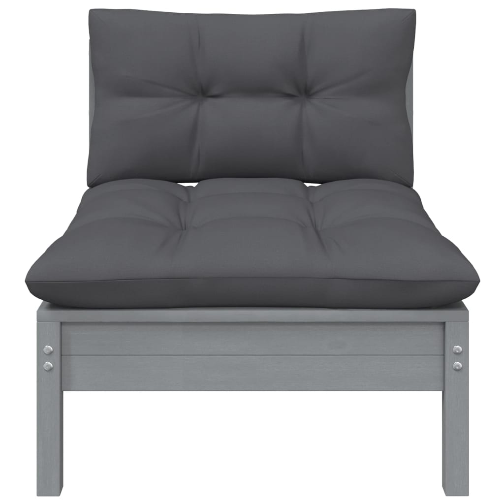 2-seater garden sofa with cushions gray solid pine