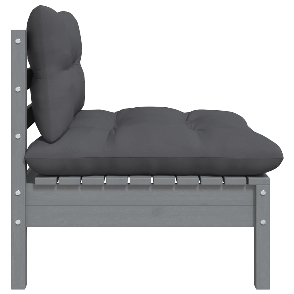 2-seater garden sofa with cushions gray solid pine