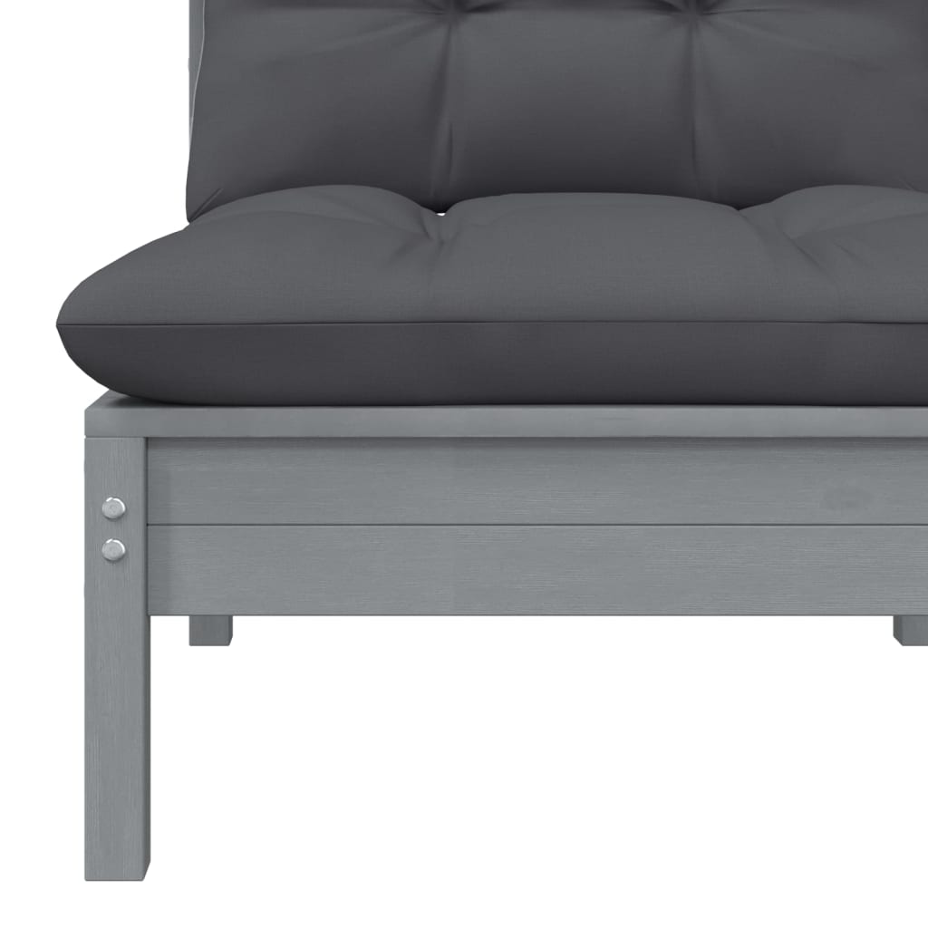 2-seater garden sofa with cushions gray solid pine