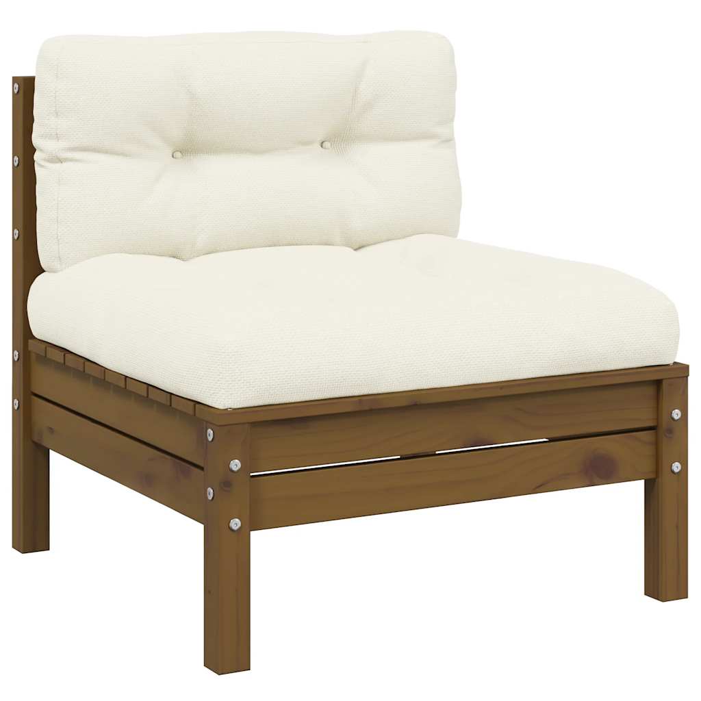 Gartensofa 2-Sitzer mit Creme Kissen Massivholz Kiefer
