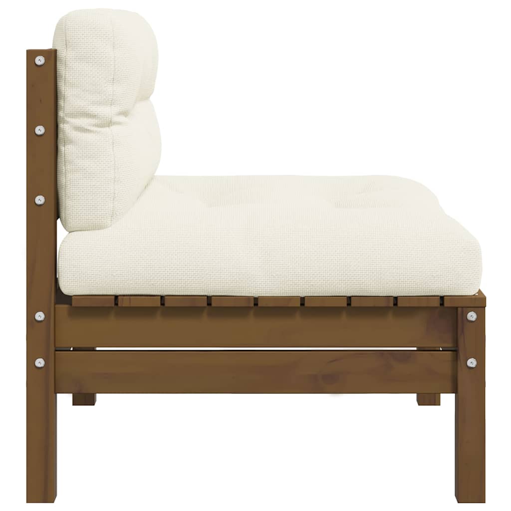 Gartensofa 2-Sitzer mit Creme Kissen Massivholz Kiefer