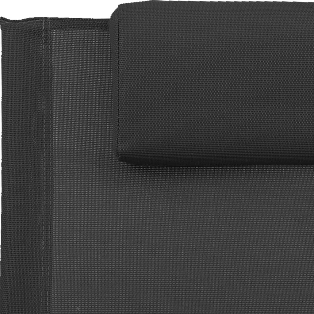 Bain de soleil avec coussin en acier et textilène noir