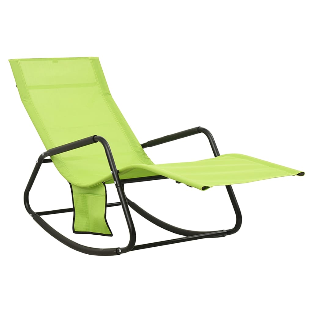 Bain de soleil en acier et textilène vert